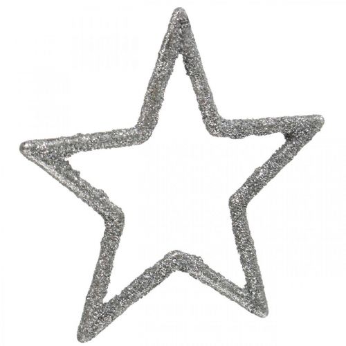 Product Scatter decoration Christmas stars silver glitter Ø4cm 120p