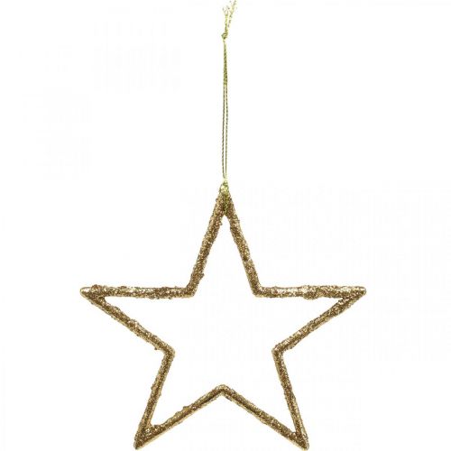 Floristik24 Glitter stars, advent decorations, star decorations to hang, Christmas decorations golden 11.5 × 12cm 12pcs