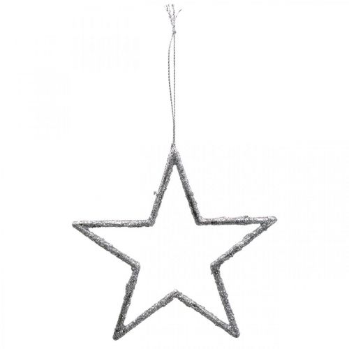 Floristik24 Star to hang, Christmas tree decorations, decoration star silver 11.5 × 12cm 12pcs