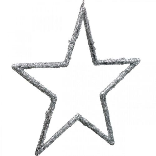 Product Star to hang, Christmas tree decorations, decoration star silver 11.5 × 12cm 12pcs
