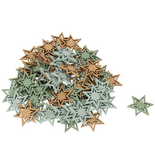 Assorted wooden star scatter decorations for table decoration and crafting, 3cm, 72 pieces | Floristik24.ie