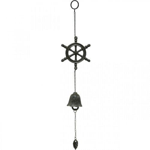 Floristik24 Vintage decorative trailer steering wheel bell, wind chime cast iron L50cm