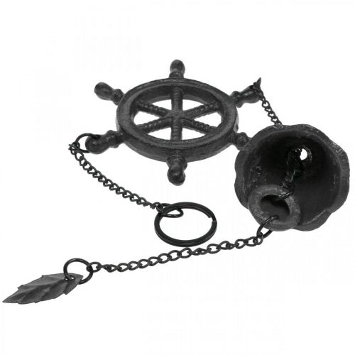 Floristik24 Vintage decorative trailer steering wheel bell, wind chime cast iron L50cm