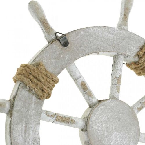 Floristik24 Maritime decoration, wooden steering wheel natural, blue and white shabby chic Ø35cm