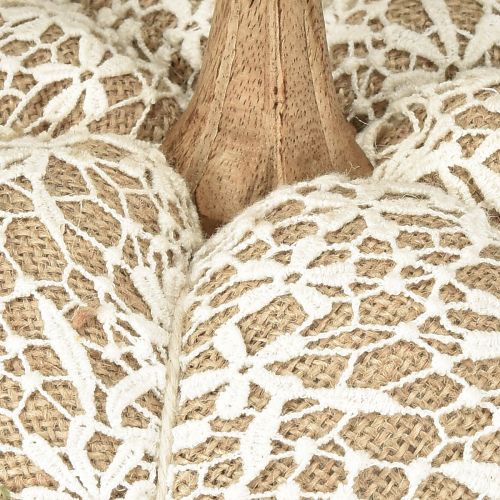 Product Fabric pumpkin decoration jute lace white/beige vintage decoration Ø18cm