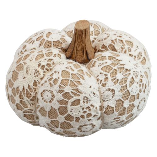 Product Fabric pumpkin decoration jute lace white/beige vintage decoration Ø15cm