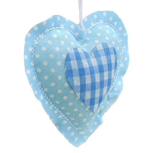 Floristik24 Fabric hangers heart shape 7cm 12pcs blue, white