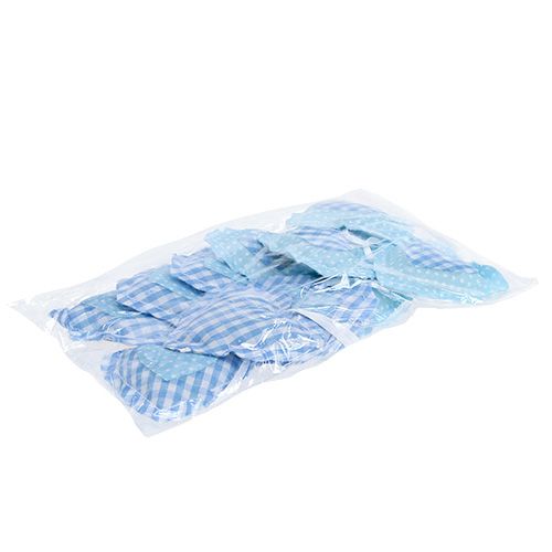 Floristik24 Fabric hangers heart shape 7cm 12pcs blue, white