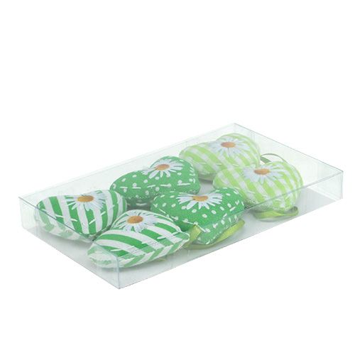 Floristik24 Fabric hearts to hang green 5cm 6pcs