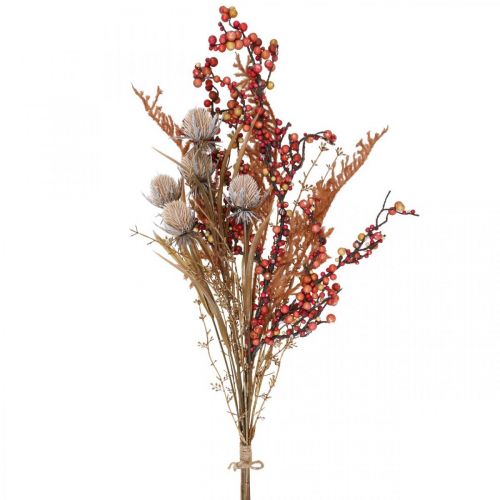 Artificial plants autumn decoration thistles berries ferns 65cm bunch
