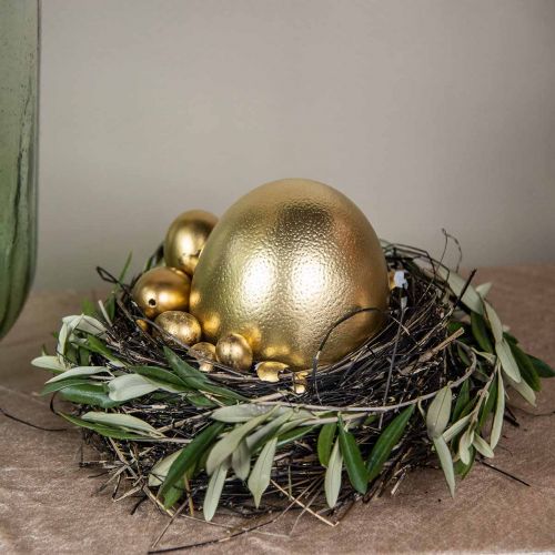 Floristik24 Ostrich Egg Decoration Blown Out Easter Decoration Gold Ø12cm H14cm