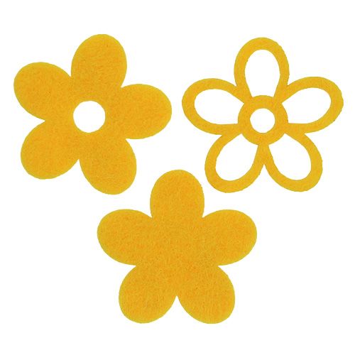 Floristik24 Scatter decoration felt flower yellow assorted 4cm 72 pcs