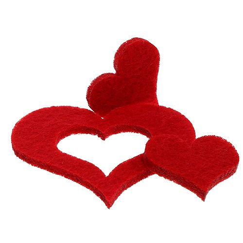 Floristik24 Scatter decoration hearts felt 2.5cm - 5cm red 24 pcs