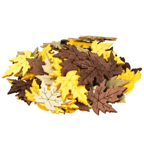 Floristik24 Scatter decoration maple leaves yellow, brown, platinum assorted 4cm 72 pcs