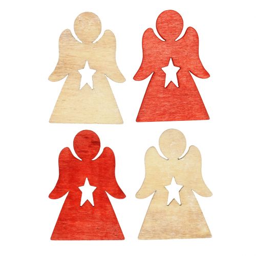 Christmas children made of wood to scatter red, natural 4cm 72p