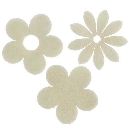 Scattered felt flower cream Ø3.5cm 96p