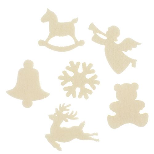 Scatter decoration felt figures cream 3cm 72 pcs