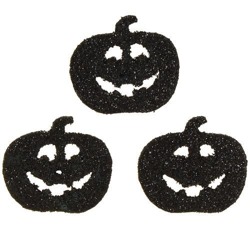 Scatter decoration Halloween pumpkin decoration 4 cm black, glitter 72 pcs