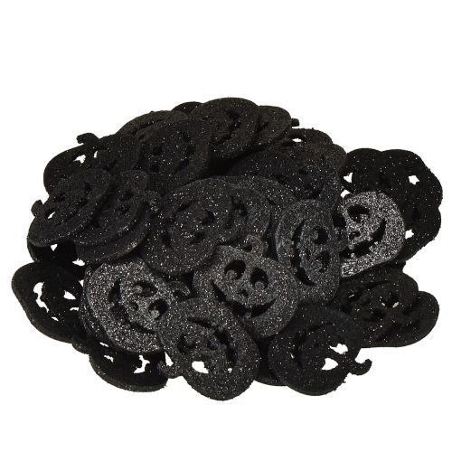 Product Scatter decoration Halloween pumpkin decoration 4 cm black, glitter 72 pcs