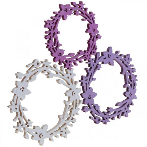 Product Scatter decoration wooden flower wreath scatter parts spring colored Ø3-5cm 24p