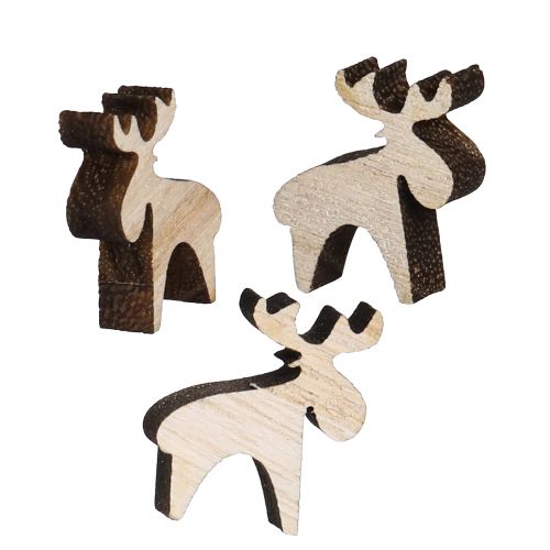 Product Scatter decoration wooden elk decoration natural brown 2x2.5cm 108 pcs