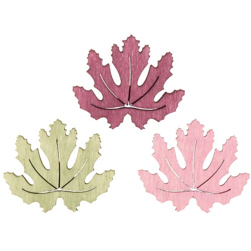 Floristik24 Scatter decoration wooden autumn leaves table decoration purple pink green 4 cm 72 pcs