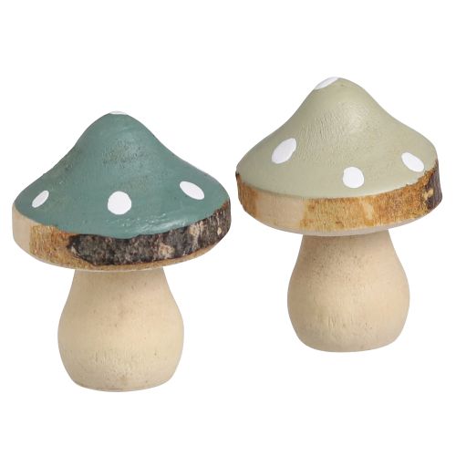 Scatter decoration wooden mini mushrooms decoration toadstools green Ø2.5cm 24 pcs