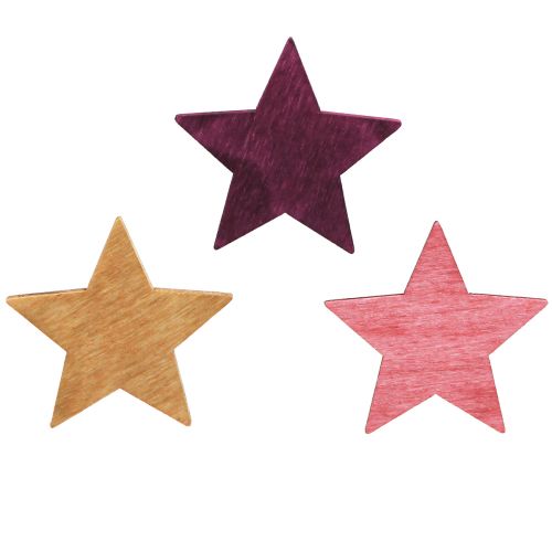 Floristik24 Scatter decoration wooden Christmas stars 3 colours Ø4cm 72 pcs
