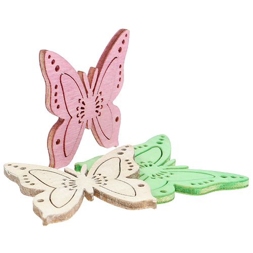Floristik24 Scatter decoration butterfly pink, green, natural 4cm 72 pcs