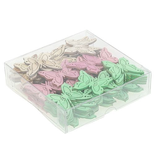 Floristik24 Scatter decoration butterfly pink, green, natural 4cm 72 pcs