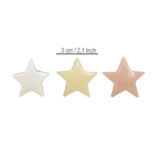 Product Scatter decoration stars wooden stars pink white yellow Ø3cm 9 pcs