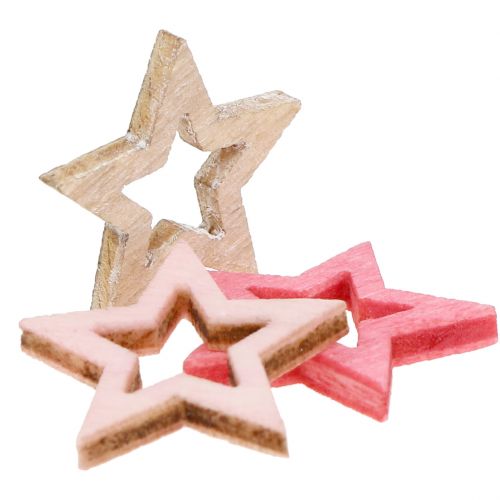Product Deco star wood to scatter pink, pink, nature 2cm 144pcs
