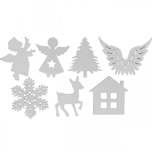 Scatter decoration Christmas wood mix white 4cm 72 pcs