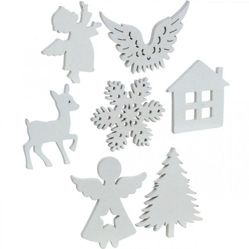 Floristik24 Scatter decoration Christmas wood mix white 4cm 72 pcs