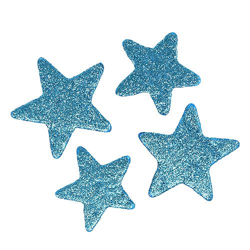 Floristik24 Scatter decoration Christmas star turquoise 3.5-4.5cm 24 pcs