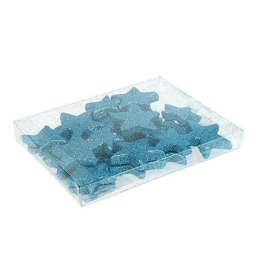 Floristik24 Scatter decoration Christmas star turquoise 3.5-4.5cm 24 pcs
