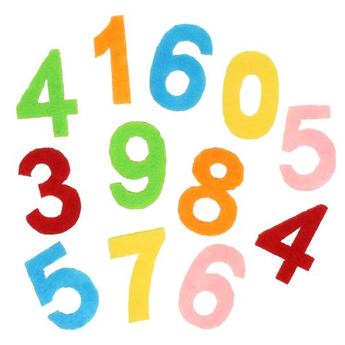 Scattered numbers made of felt assorted colors 3cm 150p
