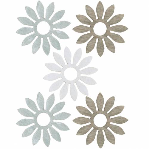 Floristik24 Scatter deco flower brown, light gray, white wooden flowers to scatter 144St