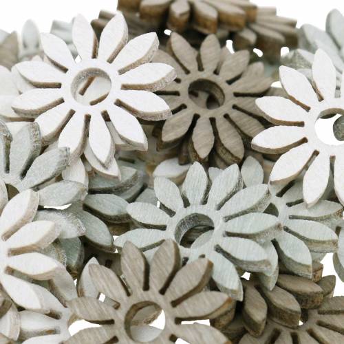 Floristik24 Scatter deco flower brown, light gray, white wooden flowers to scatter 144St