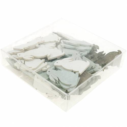 Floristik24 Scatter decoration rabbit brown, light grey, white Easter bunnies for scattering 72 pcs