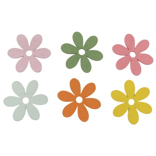 Product Scatter decoration wooden flowers colored table decoration Ø3-4cm 48 pcs