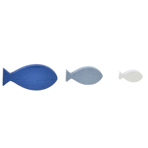 Floristik24 Scatter decoration wooden fish blue white maritime 3-8cm 24 pcs