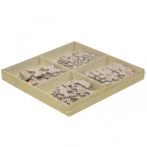 Product Scatter decoration wood, scatter pieces spring Easter pink 2–4cm 64p