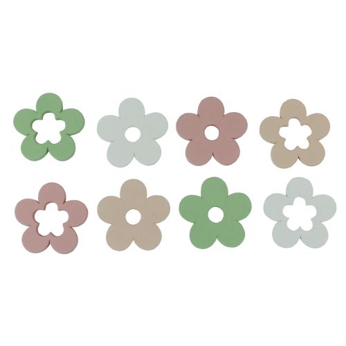 Floristik24 Scattered decoration wooden flowers table decoration colored 2 motifs Ø3cm 24 pcs