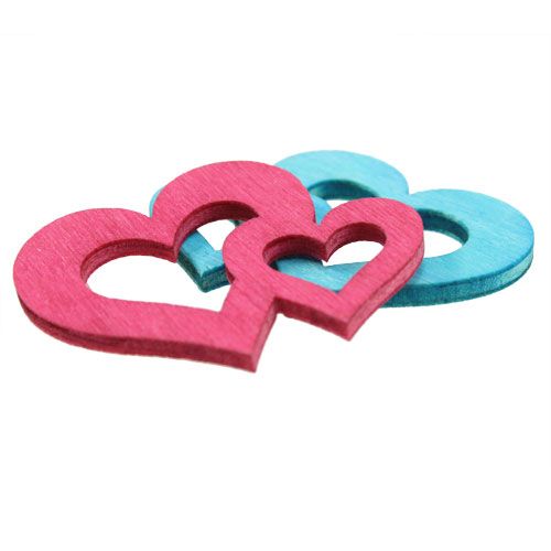Floristik24 Scatter decoration wooden hearts colored assorted 3cm x 4cm 72 pcs