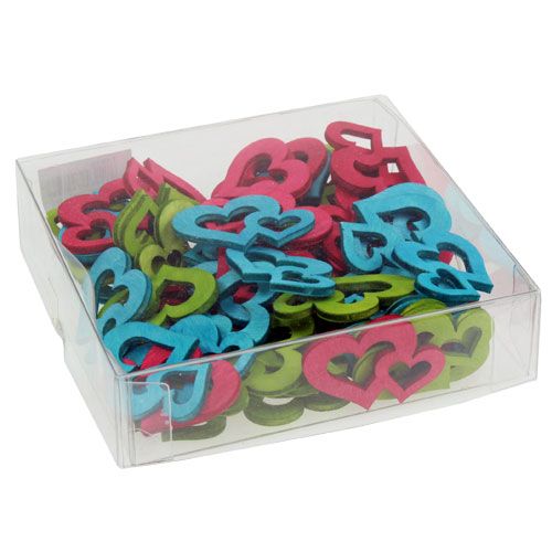 Floristik24 Scatter decoration wooden hearts colored assorted 3cm x 4cm 72 pcs
