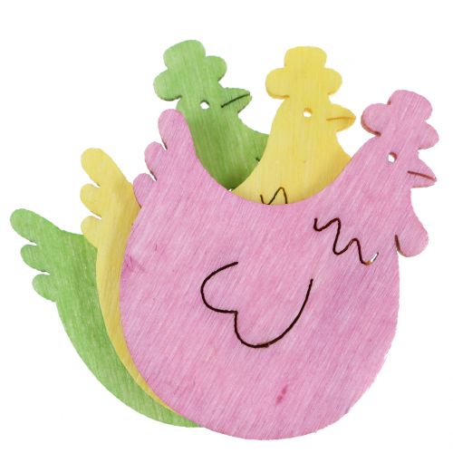 Floristik24 Scatter decoration wooden chicken colorful assorted 4cm 72 pcs