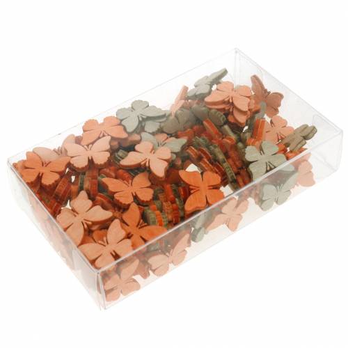 Floristik24 Scatter decoration butterfly wooden butterflies summer decoration orange, apricot, brown 144 pieces