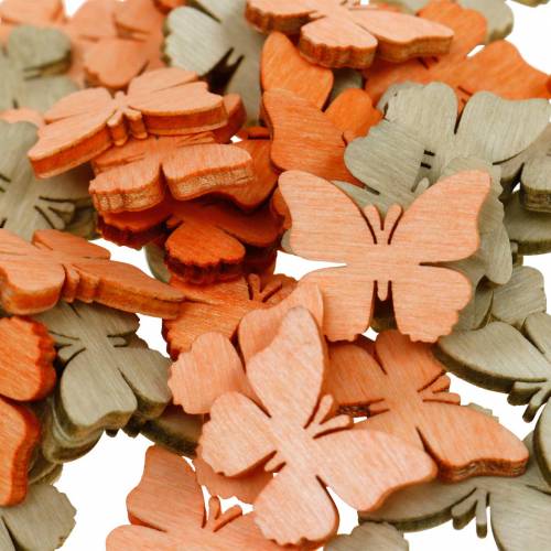 Floristik24 Scatter decoration butterfly wooden butterflies summer decoration orange, apricot, brown 144 pieces