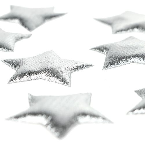 Floristik24 Scattered fabric stars silver 3cm 100p
